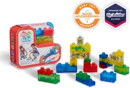 Kit creativo de bloques de gelatina Goliath Jelly Blox | Incluye 20 bloques | Bloques de construcción para niños pequeños y preescolares que los niños pueden apretar, estirar y aplastar | Acreditado