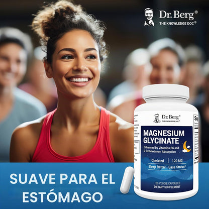 Dr. Berg Glicinato de magnesio quelado 4 en 1 de máxima fuerza con...