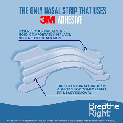 Breathe Right Bandas Nasales | Fuerza Extra | Transparentes | Para Piel Sensible | Solución Sin Fármacos para Ronquidos y Alivio de la Congestión Nasal Causada por Resfriados y Alergias | 44 Unidades