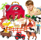 BOLZRA Farm Animals Big Red Barn Toy con Tractors Fence para Toddlers 1-5