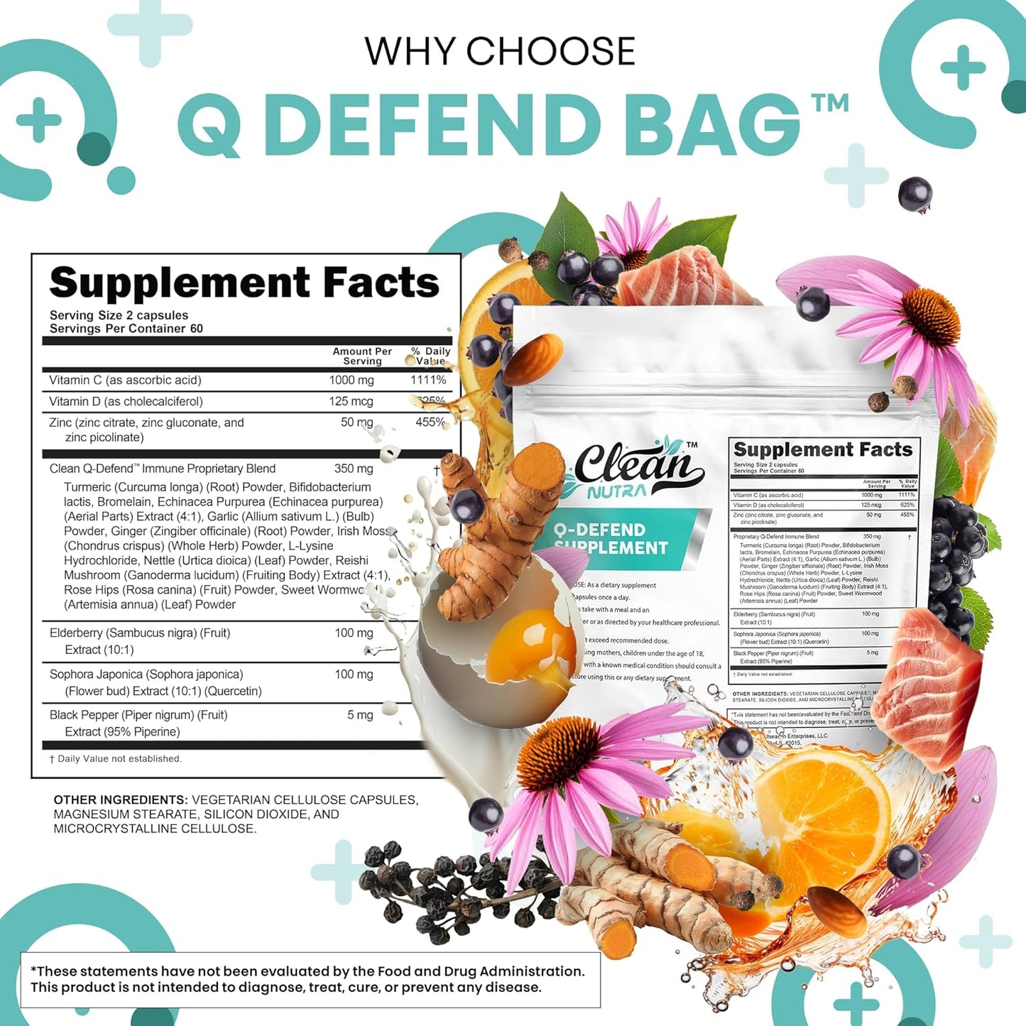 Suplemento de apoyo inmunológico Q Defend, quercetina, zinc, vitami...