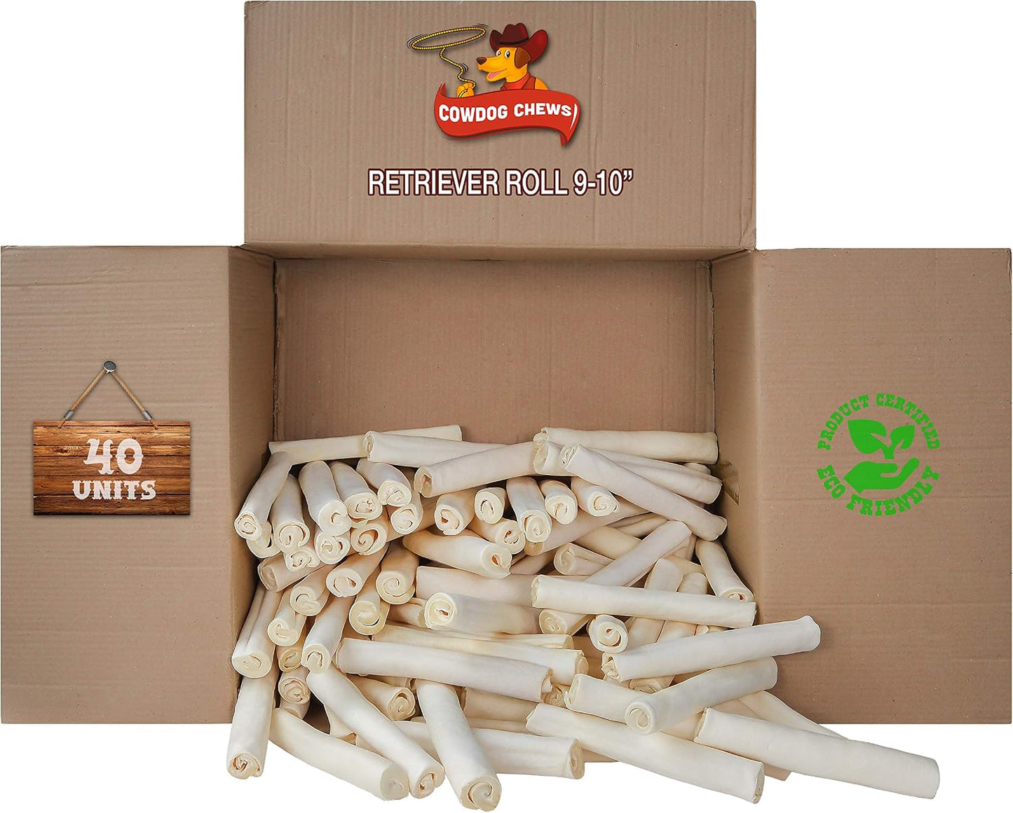 Cowdog Chews Rollo Retriever de 9 a 10 pulgadas, producto de cuero...