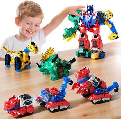 Juguetes magnéticos de robot transformables de dinosaurios, camiones de construcción de dinosaurios 6 en 1 para niños, juguetes magnéticos para niños y niñas de 3, 4, 5, 6, 7, 8, regalo