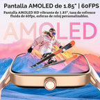 Reloj inteligente para mujer, 1.85 pulgadas HD AMOLED Fitness Track...