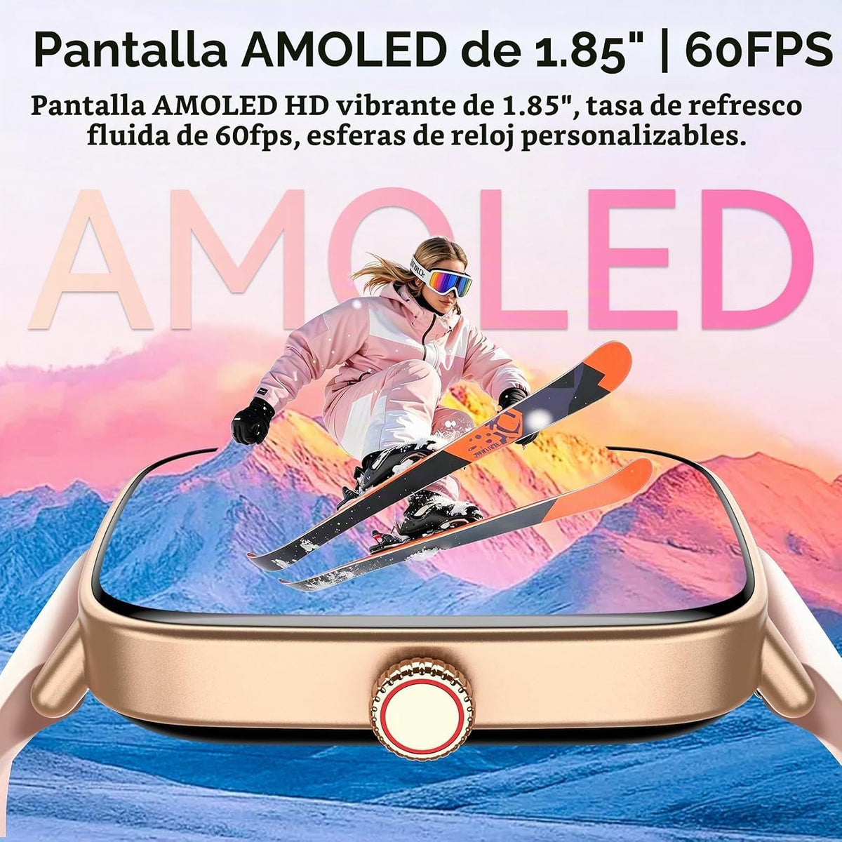 Reloj inteligente para mujer, 1.85 pulgadas HD AMOLED Fitness Track...