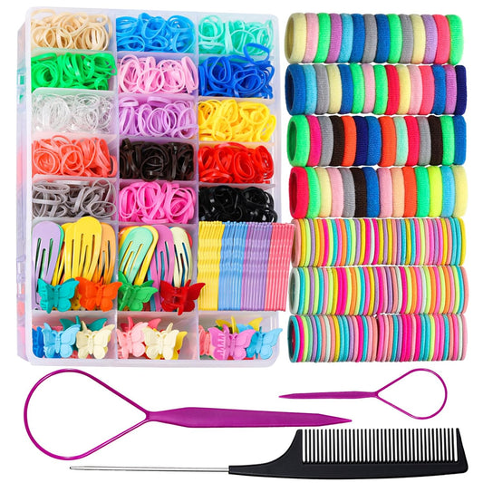 Teenitor Lazos elásticos para el cabello, accesorios para el cabello para niñas, coloridas bandas elásticas para el cabello para bebé, bandas de goma para el cabello con pinzas para el cabello