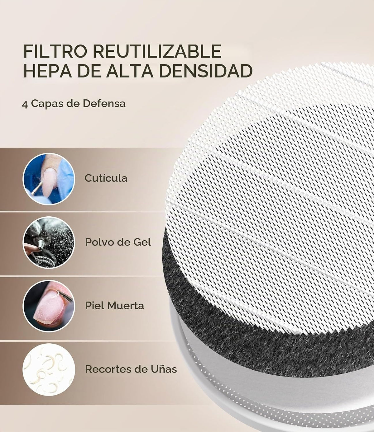SProR - Filtro de repuesto para colector de polvo de uñas, paquete...
