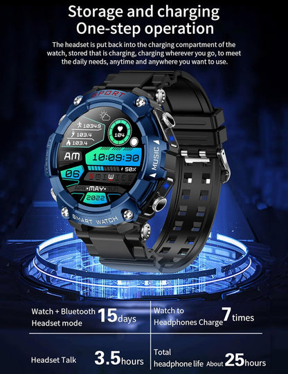 ATEVIX Reloj Inteligente con Auriculares para Hombre, Llamadas Blue...