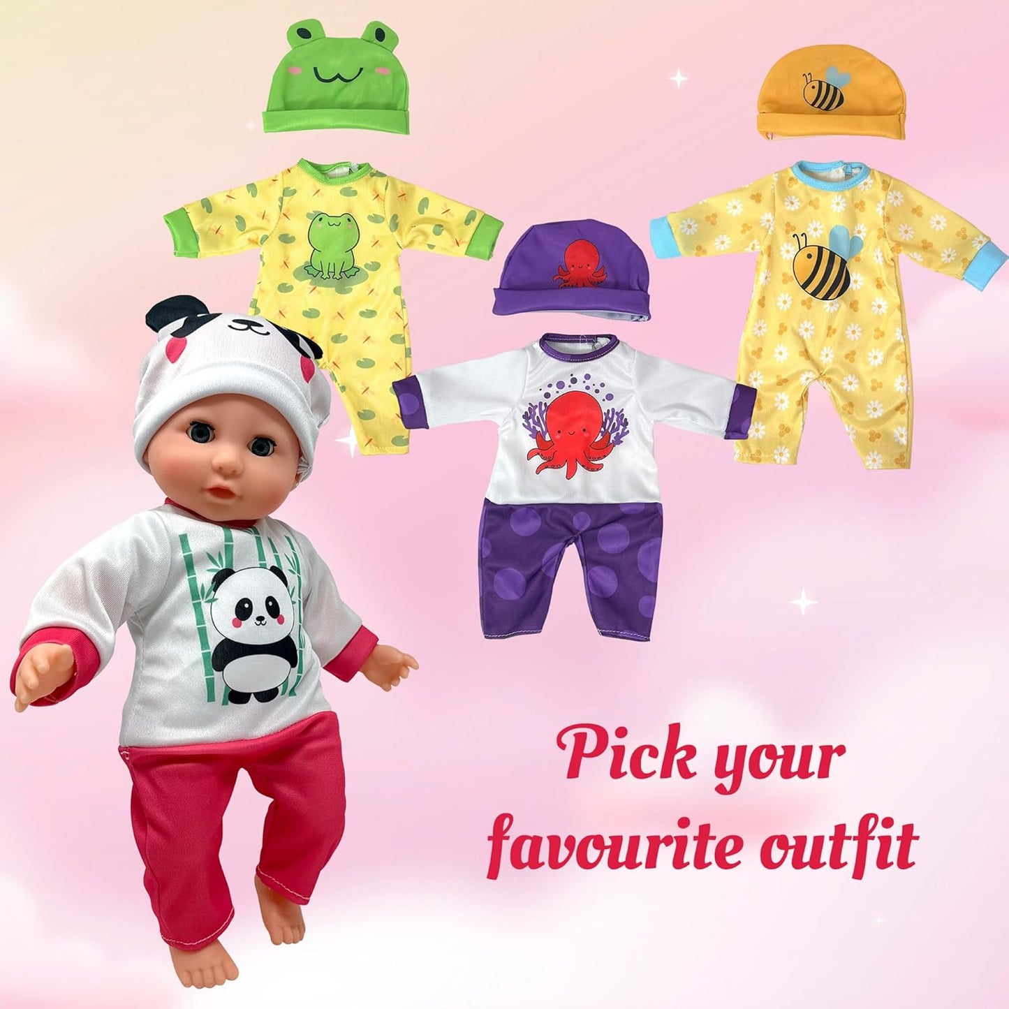 Muñeca de bebé de cuerpo suave con accesorios y 4 juegos de trajes...