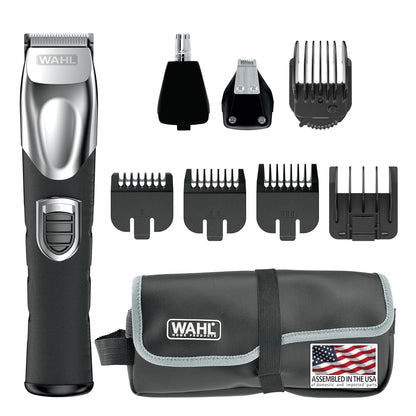 Wahl USA Recortadora recargable de iones de litio todo en uno para barba para hombres con accesorio de detalle y para recortar el pelo de las orejas y la nariz – Modelo 9854-600B
