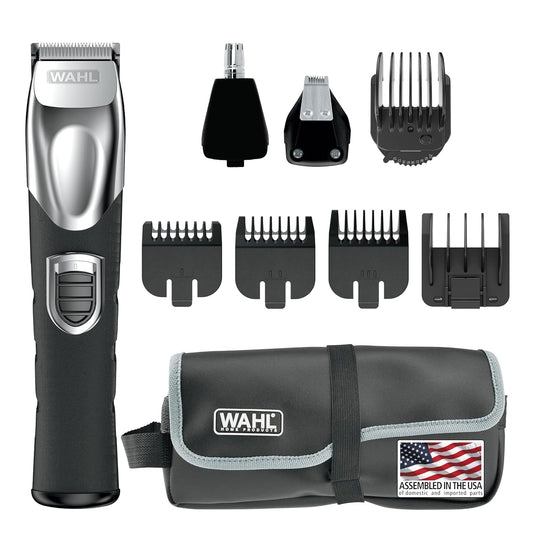 Wahl USA Recortadora recargable de iones de litio todo en uno para barba para hombres con accesorio de detalle y para recortar el pelo de las orejas y la nariz – Modelo 9854-600B