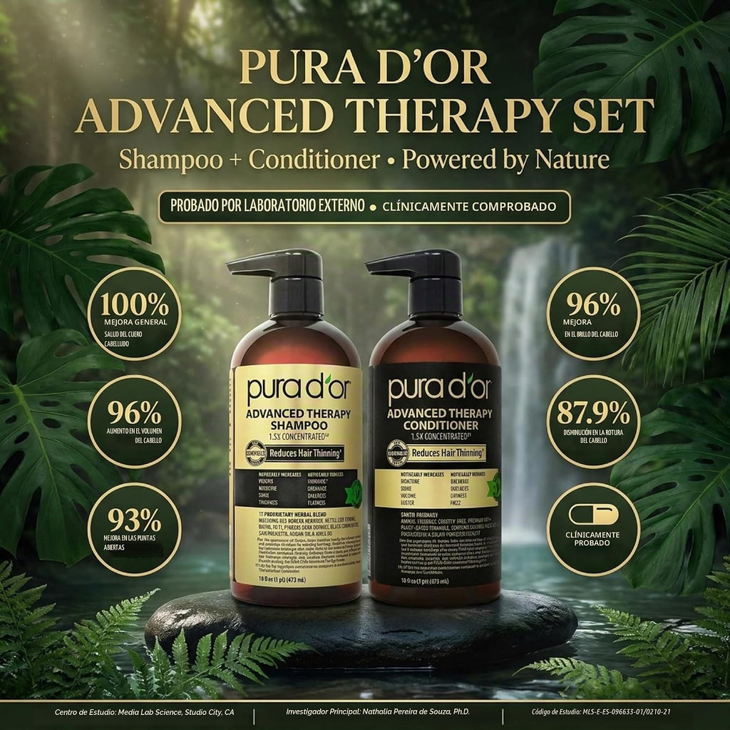 PURA D'OR Advanced Therapy Champú y Acondicionador de Biotina S...