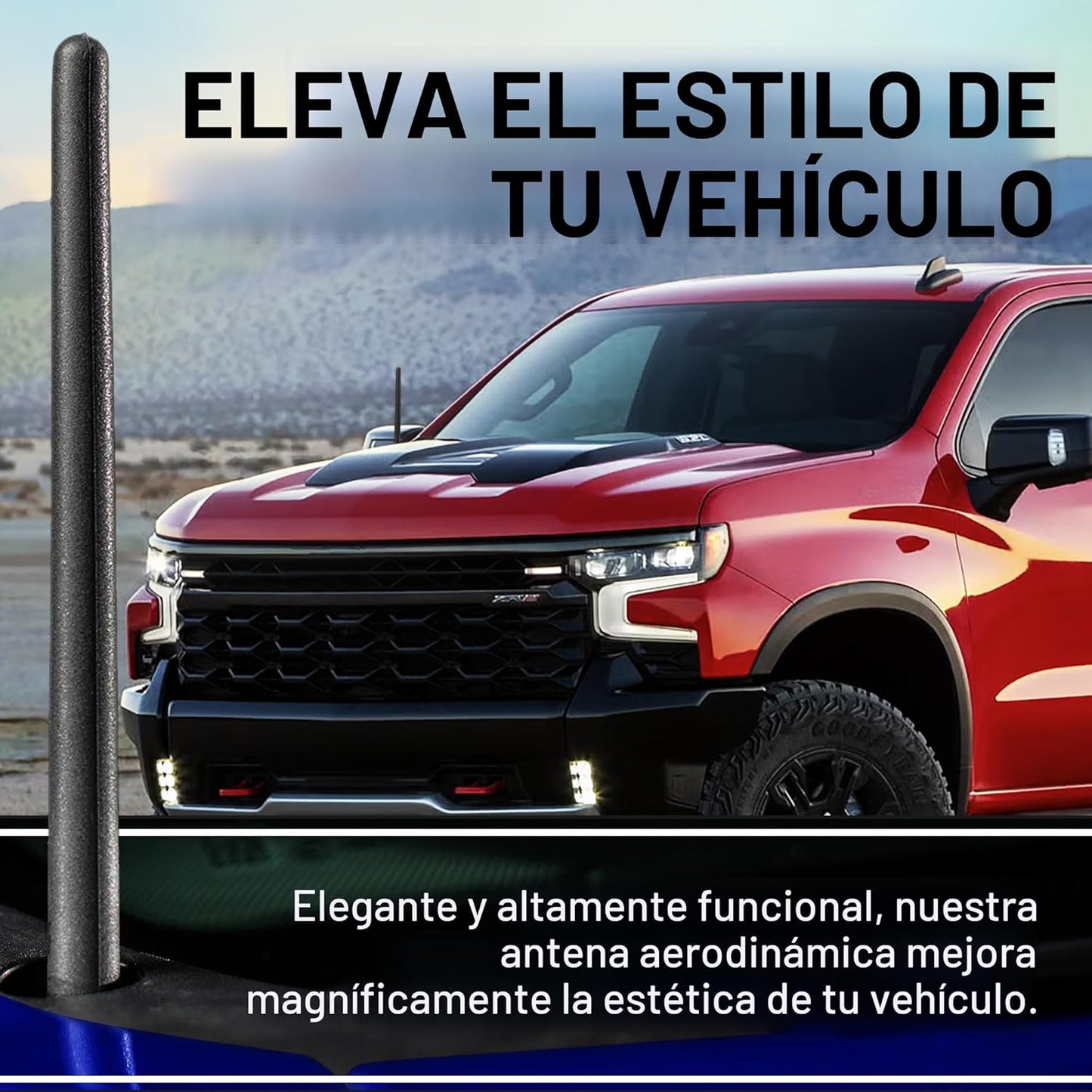 AntennaMastsRus Antena de Goma Corta se Ajusta a Chevrolet Silverado 1500 (2006-2026), La Original de 6 3/4 Pulgadas, A Prueba de Lavado de Automóvil, Goma EPDM Duradera, Bobina de Cobre Interna para