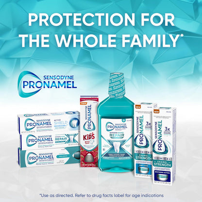 Sensodyne Pronamel Fresh Breath Pasta de dientes de esmalte para dientes sensibles y protección contra caries, Fresh Wave - 4 oz (paquete de 4)