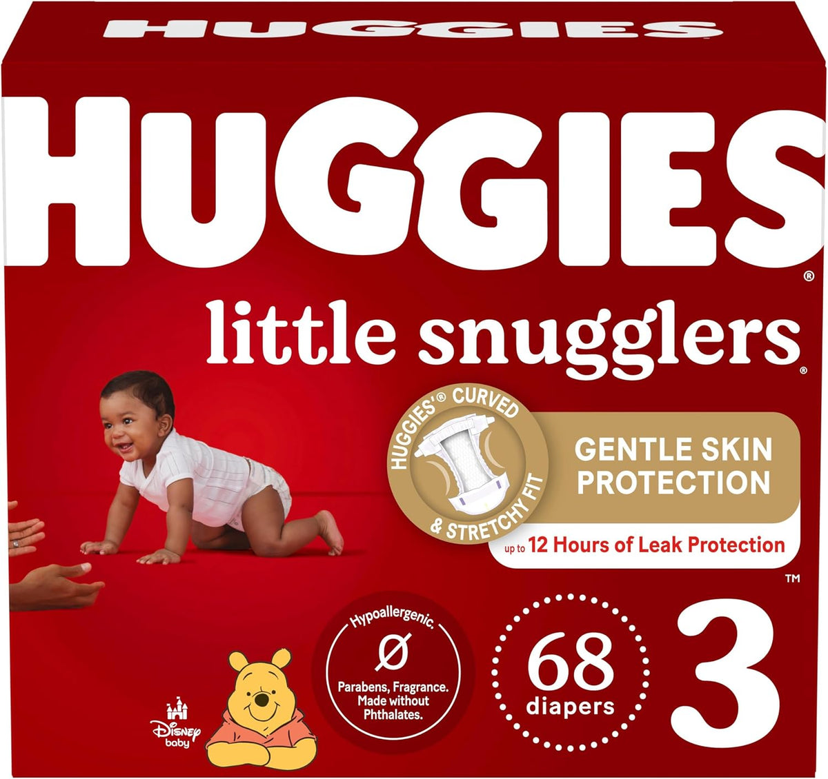 Pañales de bebé Huggies Little Snugglers, talla 3 (7-13 kg), 68 uni...
