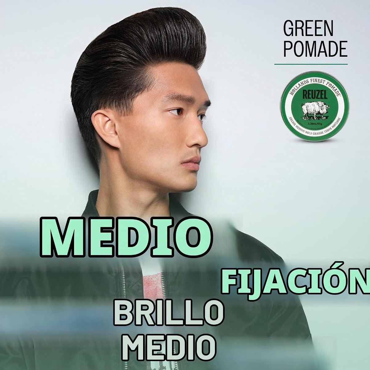 REUZEL Pomada de grasa verde de fijación media brillo bajo 0.21 lb...
