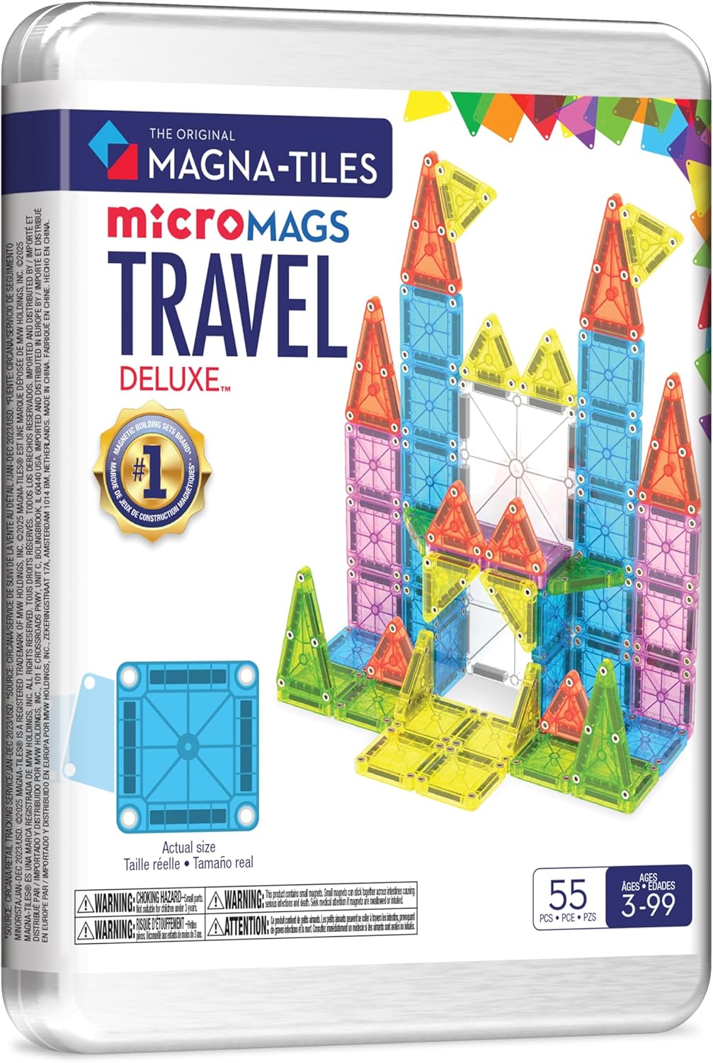 Magna-Tiles microMAGS Set de Viaje Deluxe de 55 Piezas de