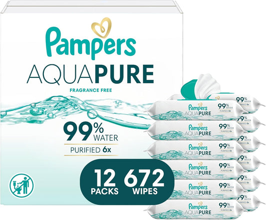 Pampers Toallitas para bebé Aqua Pure, toallitas a base de agua al...