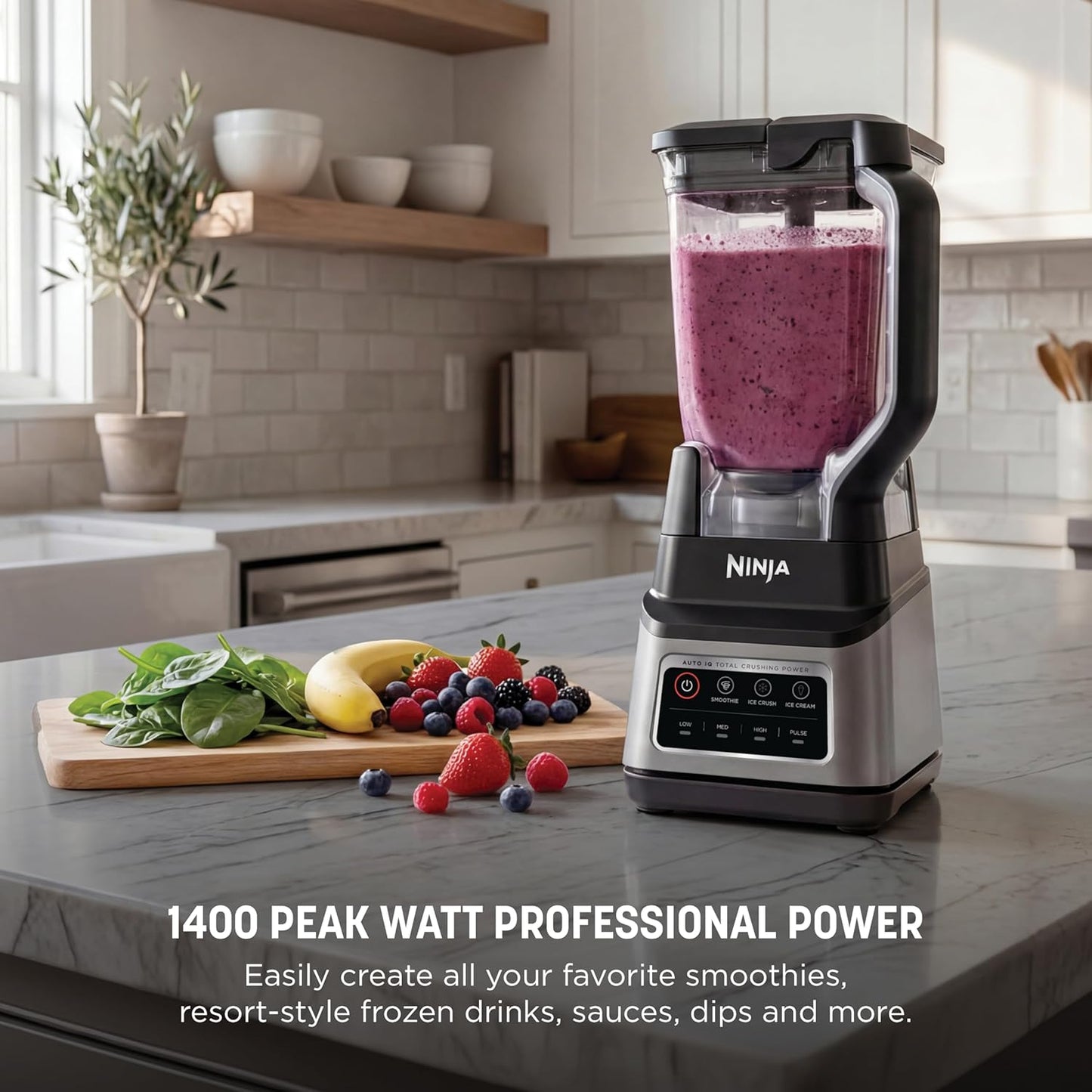 Ninja BN701 Professional Plus Licuadora, 1400 vatios máximo, 3 func...