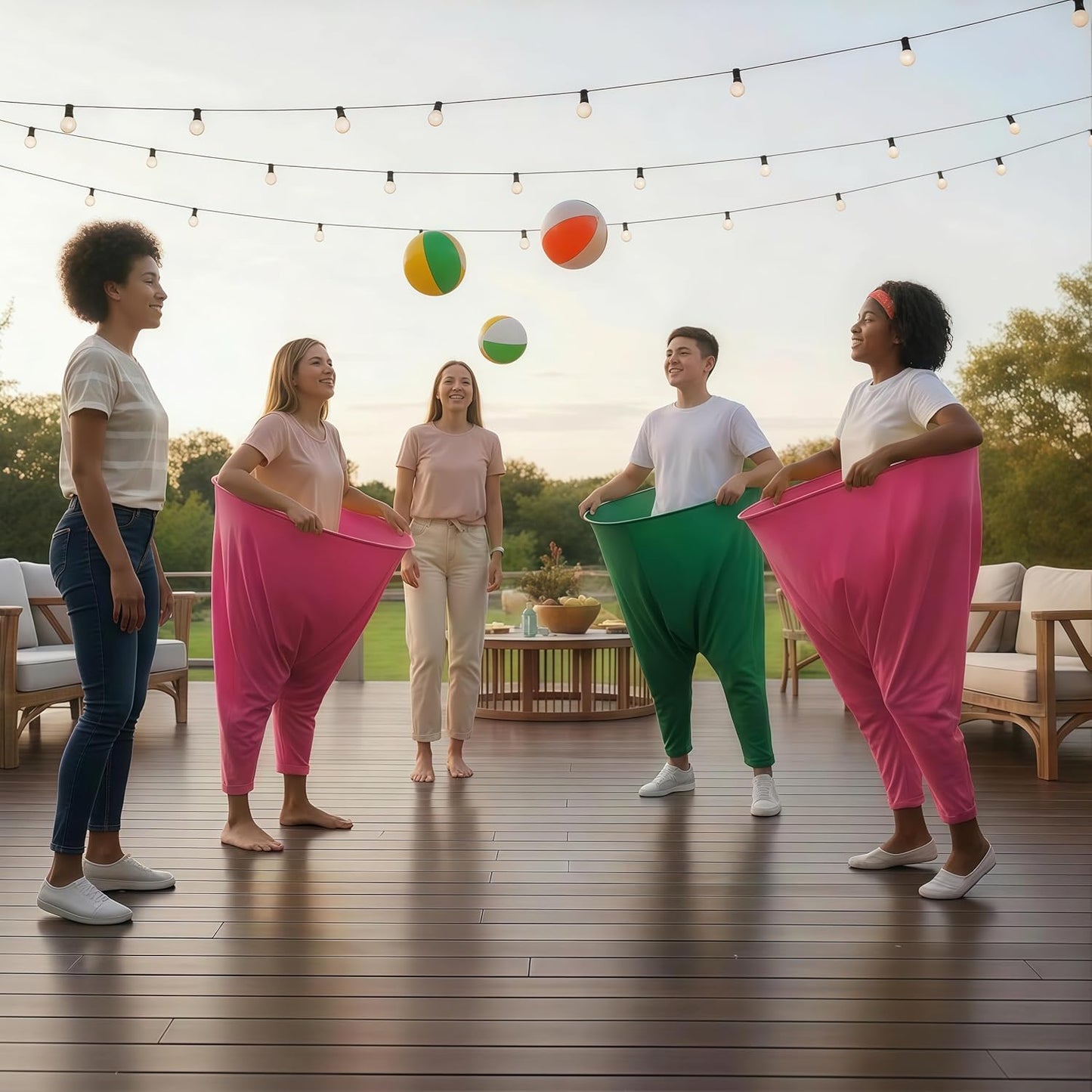 Juego de 22 piezas de pantalones de abuela para patio, juegos de Pascua, divertido juego de lanzamiento para adultos, incluye 2 bragas gigantes, 18 bolas inflables y 2 bombas, perfecto para formar