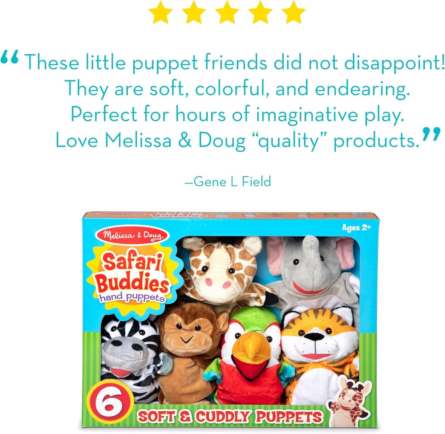 Melissa &amp; Doug Safari Buddies - Marionetas de mano, juego de 6...