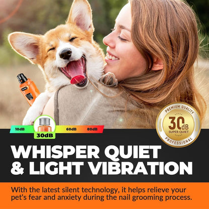 Whisper - Molinillo de uñas silencioso para perros, seguro y sin es...