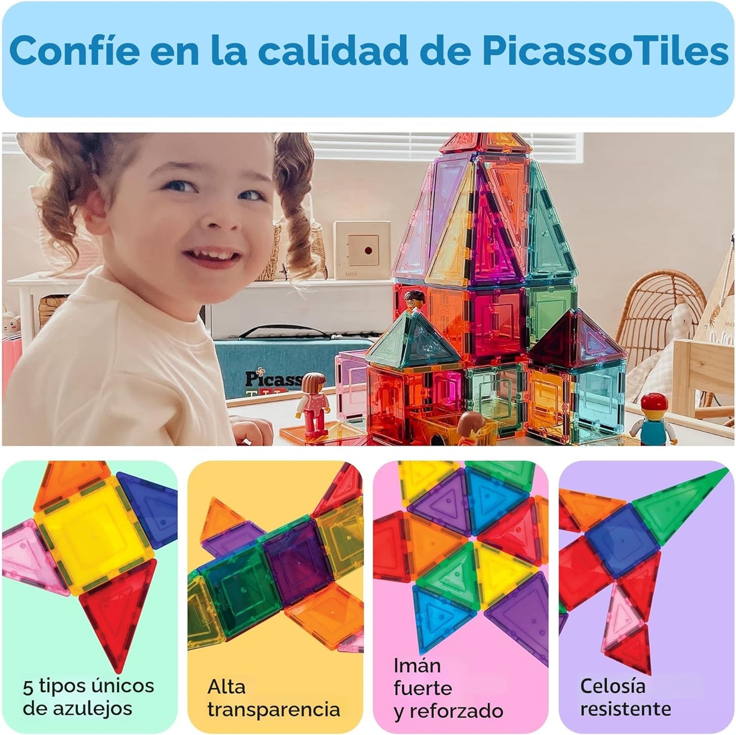 PicassoTiles - juego de 60 piezas de bloques de construcción magnét...
