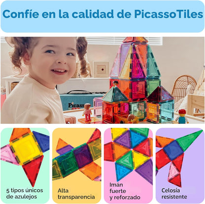 PicassoTiles - juego de 60 piezas de bloques de construcción magnét...