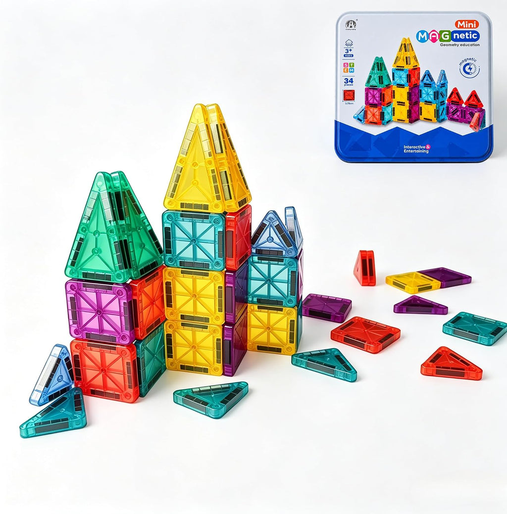 Mini azulejos magnéticos para niños, juego de construcción de viaje...