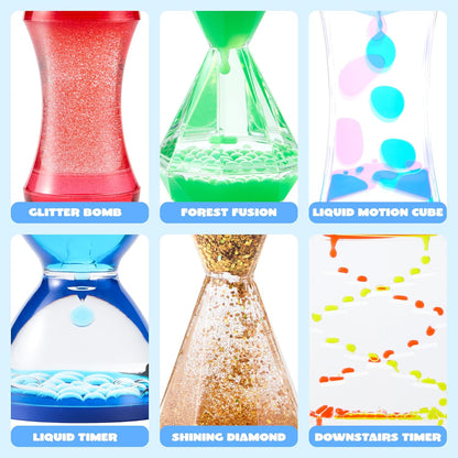 JOYIN 6 tubos sensoriales antiestrés para niños con autismo, botellas sensoriales de agua calmante para aliviar el estrés, juguetes silenciosos para el aula, calma en las esquinas, premios y juguete