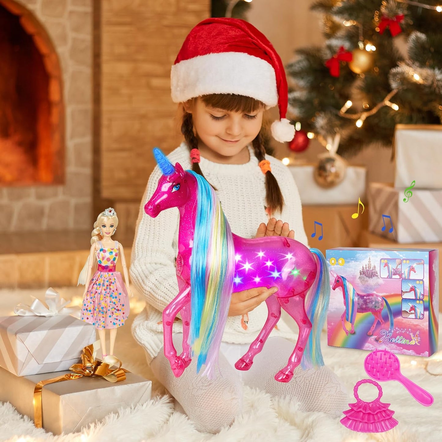 BETTINA Juego de muñecas grandes de unicornio y princesa con luces...