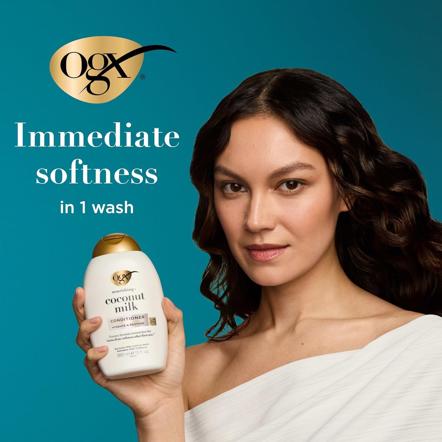 OGX Acondicionador nutritivo + leche de coco, acondicionador hidrat...