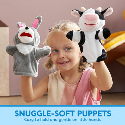 JOYIN Juego de 6 marionetas de mano para niños con boca funcional,...