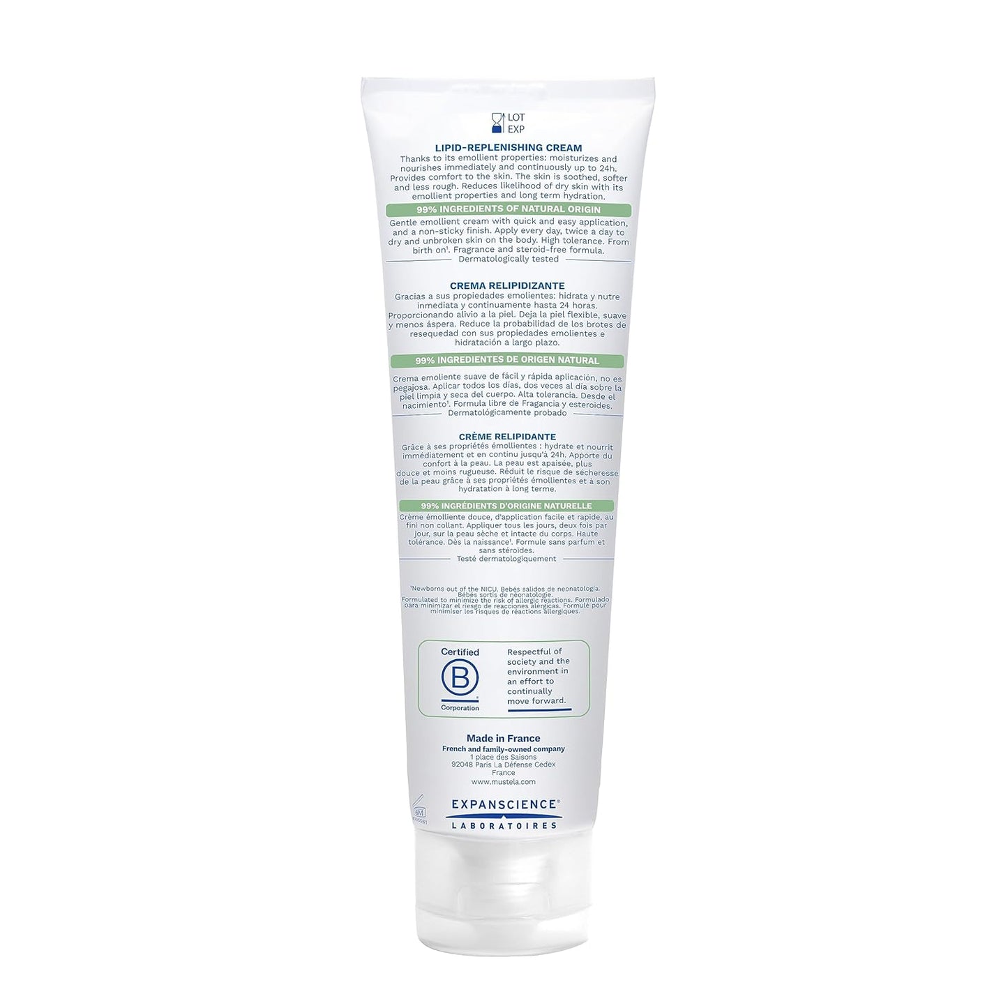Mustela Stelatopia+ - Crema Reparadora de Lípidos - Hidratante para Piel con Tendencia al Eczema - Con Aceite Natural de Girasol y Prebiótico - Para Bebés, Niños y Adultos - Sin Fragancia - 5.07 onzas
