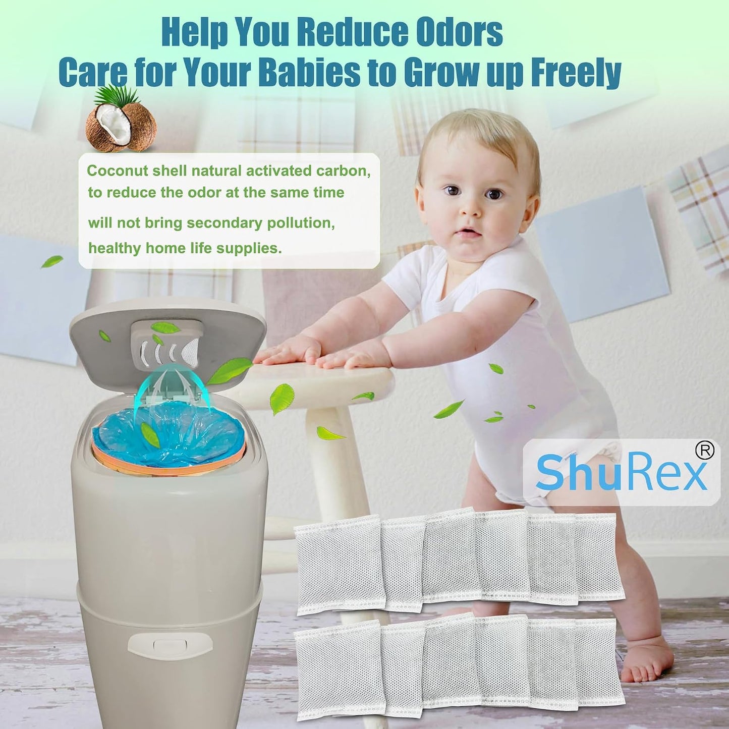 ShuRex Paquete de 12 filtros de carbono para pañales Playtex Diaper...
