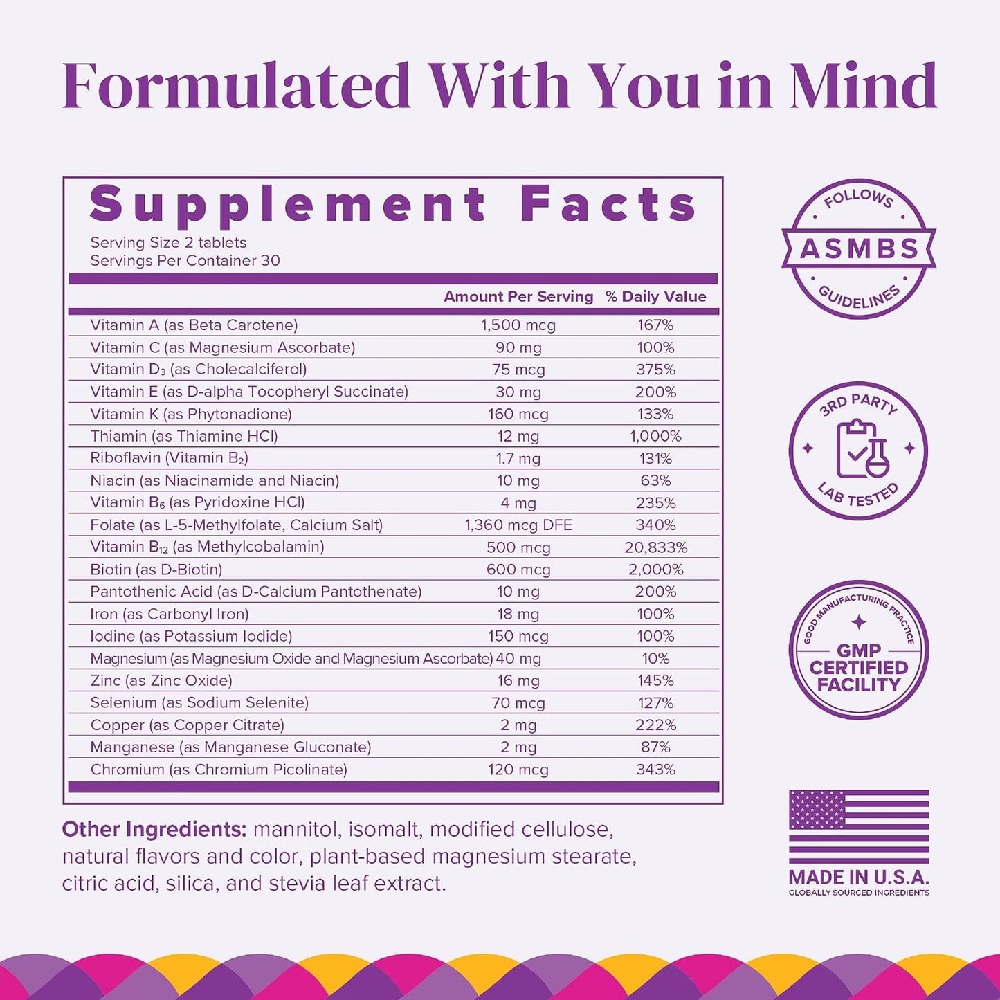 BariMelts Multivitamínico bariátrico con hierro, 120 tabletas de di...