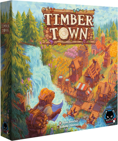 Timber Town - Juego de mesa de Alley Cat Games | A partir de 10 años | Juego de estrategia de dibujo de río para 2 jugadores | Colocación de azulejos, objetivos variables y construcción de ciudad con