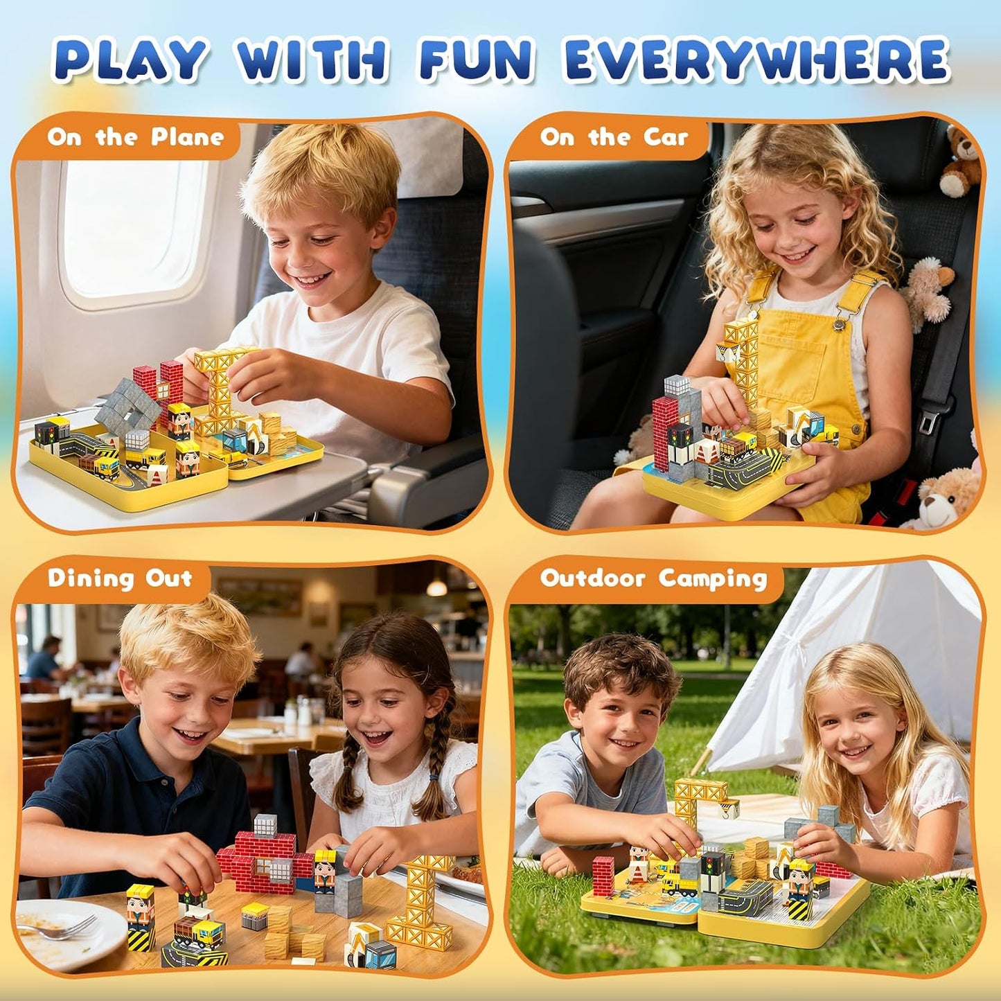 Axirata Juego de 60 mini bloques magnéticos de viaje para niños, mi...