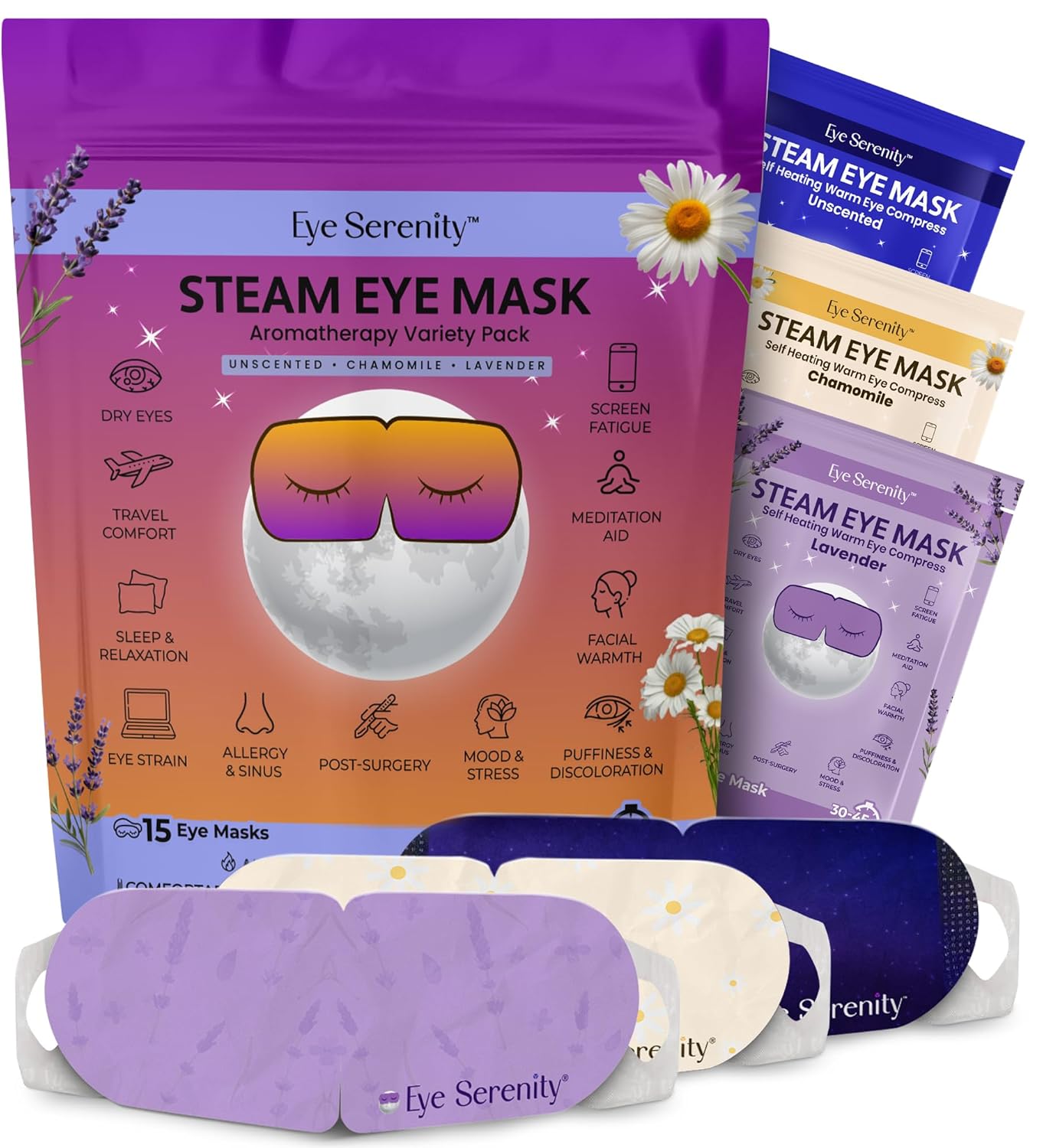 Lure Essentials Máscara de ojos de vapor, máscara de ojos calentada...