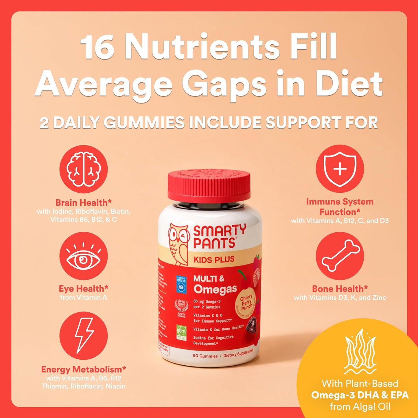 Gomas de multivitaminas para niños SmartyPants - Fórmula mejorada:...