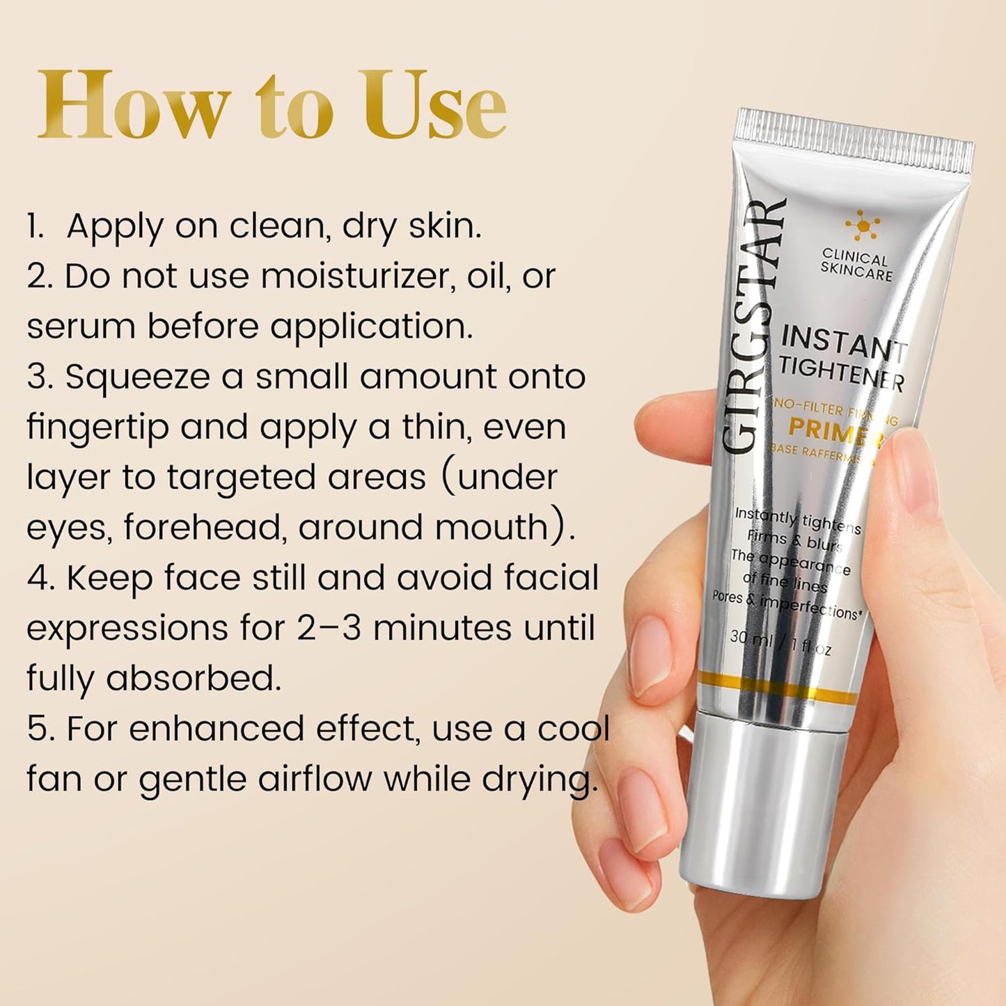 Imprimación instantánea borrosa y reafirmante para la cara antes del maquillaje, tensador de perfección, suaviza visiblemente el aspecto de líneas finas, arrugas y poros - Asegura el