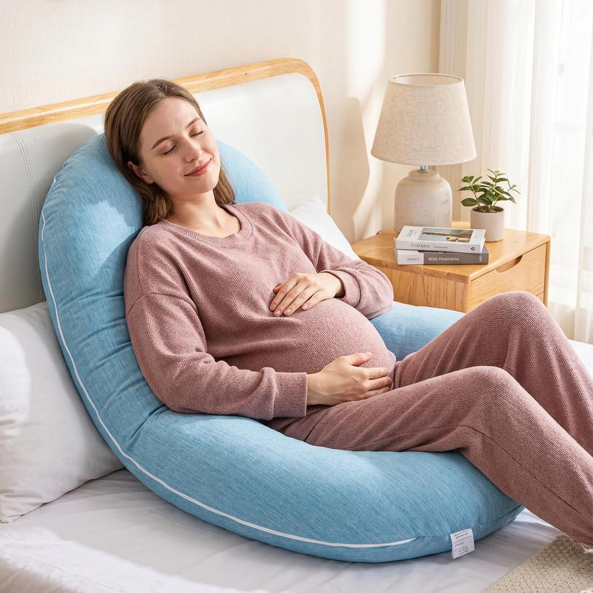 1 MIDDLE ONE Almohada de embarazo, almohada de cuerpo completo en f...