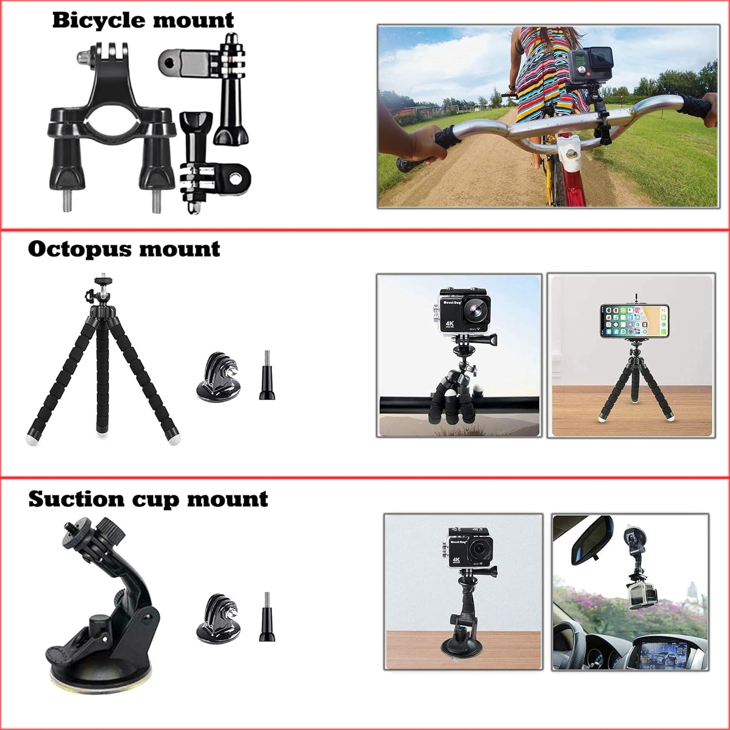 Kit de accesorios para cámara 60 en 1 compatible con GoPro Hero 13 12 11 10 9 8 7 6 /Session 5/Hero 4/3+/3/2/1, Insta360, DJI Osmo Action, AKASO, APEMAN, Campark, SJCAM