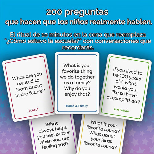 200 tarjetas de conversación para niños, juego de cena familiar sin...