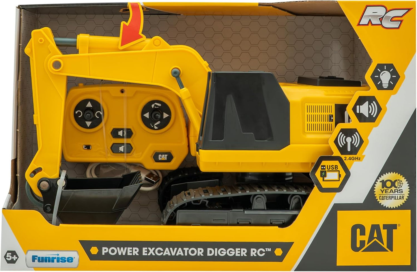 Excavadora eléctrica CAT Digger RC Construcción para niños mayores...