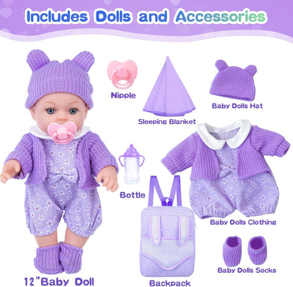 ZNTWEI Juego de muñeca bebé con mochila de 12 pulgadas con muñecas...