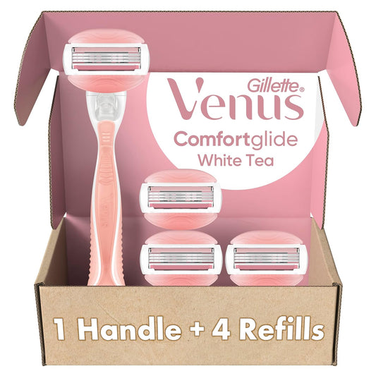 Gillette Venus ComfortGlide - Rastrillo de afeitar para mujer, té blanco (1 mango + 4 cuchillas de repuesto)