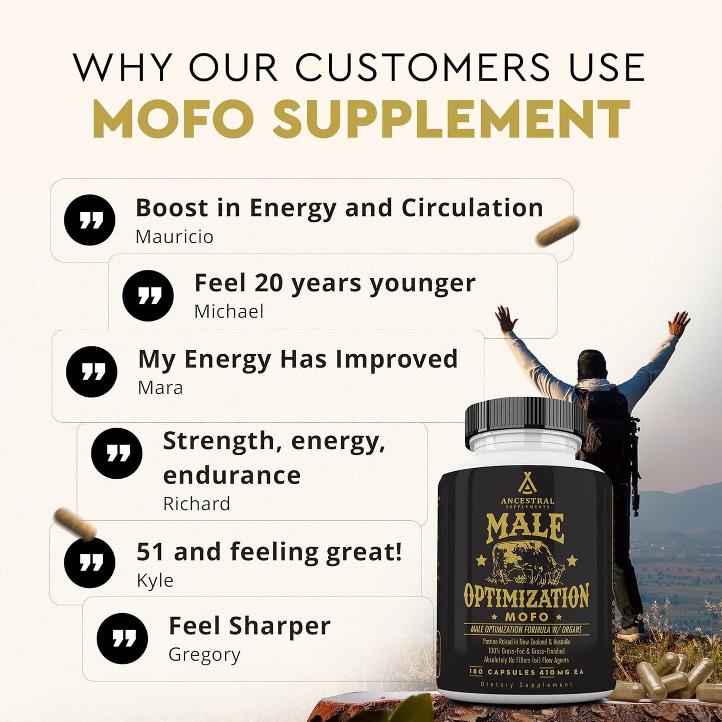 Ancestral Supplements Mofo, Suplementos para Hombres, Apoyo para Ni...