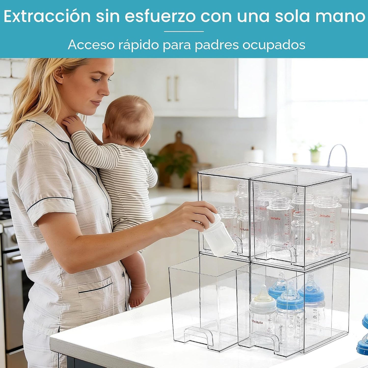 Vtopmart Cajones de almacenamiento apilables transparentes de 7.6 p...