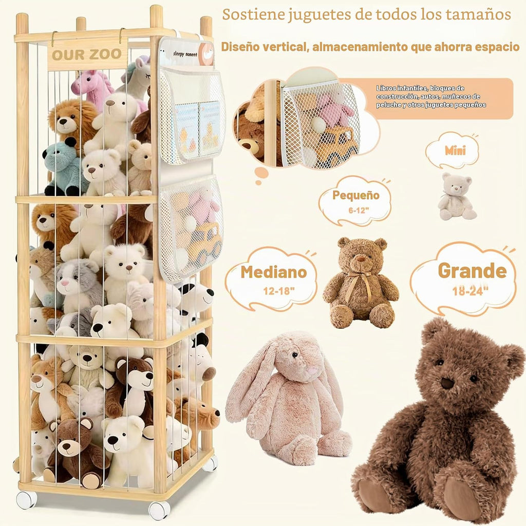 BENCHRY Almacenamiento de animales de peluche para niños, almacenam...